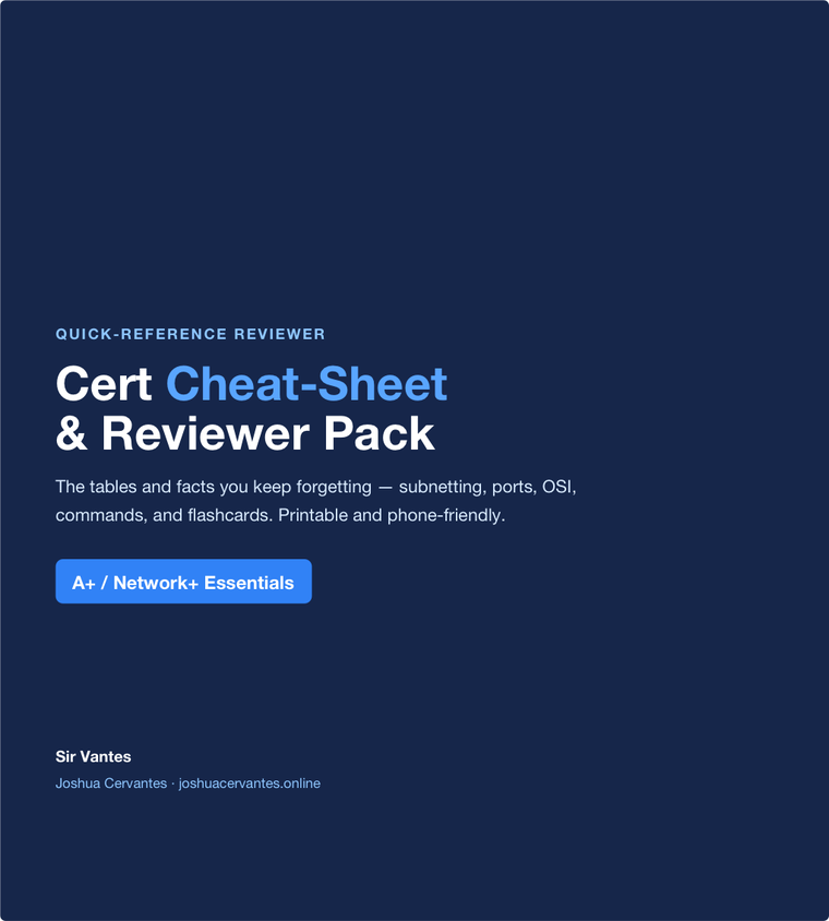 Cert Cheat-Sheet & Reviewer Pack cover